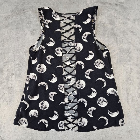 Hot Topic Moon Phases Tank Top Lace-Up Back Grunge Witchy Aesthetic Size Small - Picture 2 of 13
